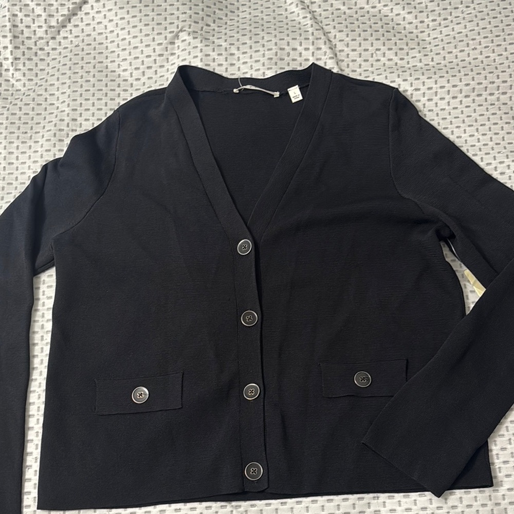 Cyrus Black Cardigan Sweater V-Neck Long Sleeve